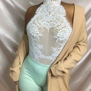 Free People Lovely lace mock neck bodysuit